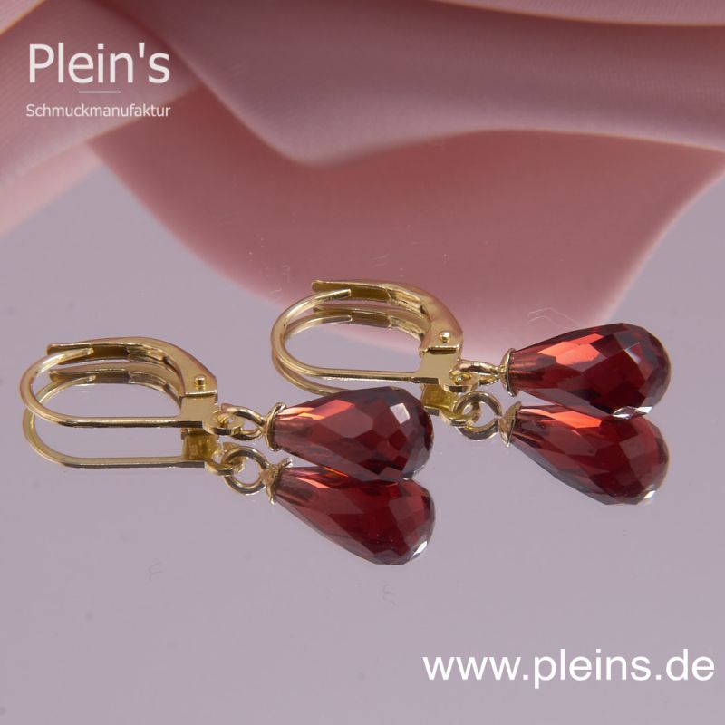 Ohrringe Granat Tropfen facettiert Gold